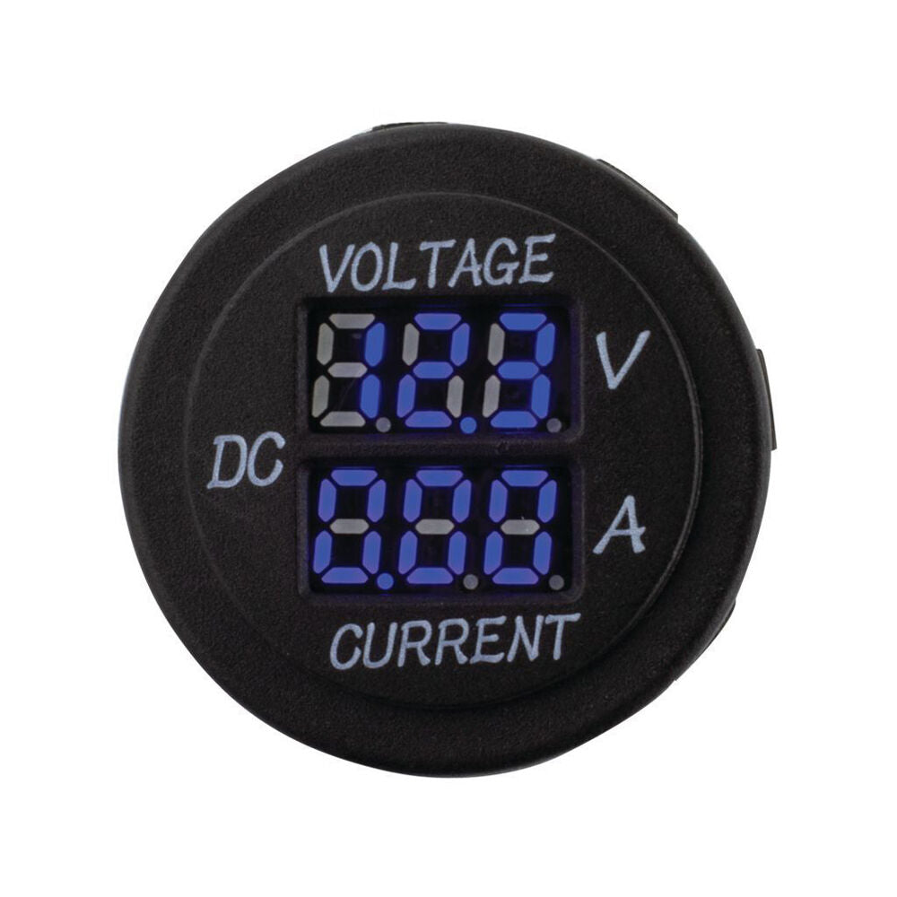 Hulk Compact Dual Vehicle DC Voltmeter & Ammeter Reader Device Black