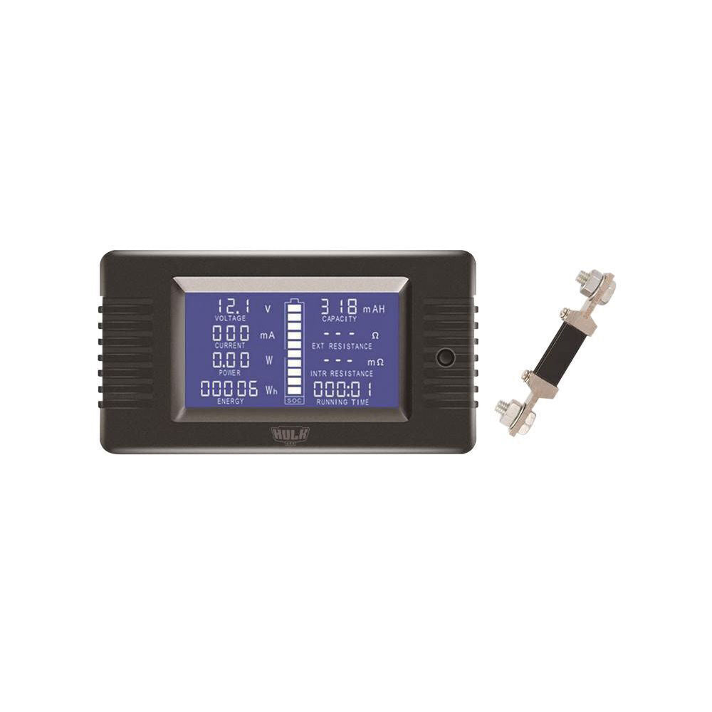 Hulk LCD Real Time Battery Voltage and Capacity Meter w/ 300A Shunt Black