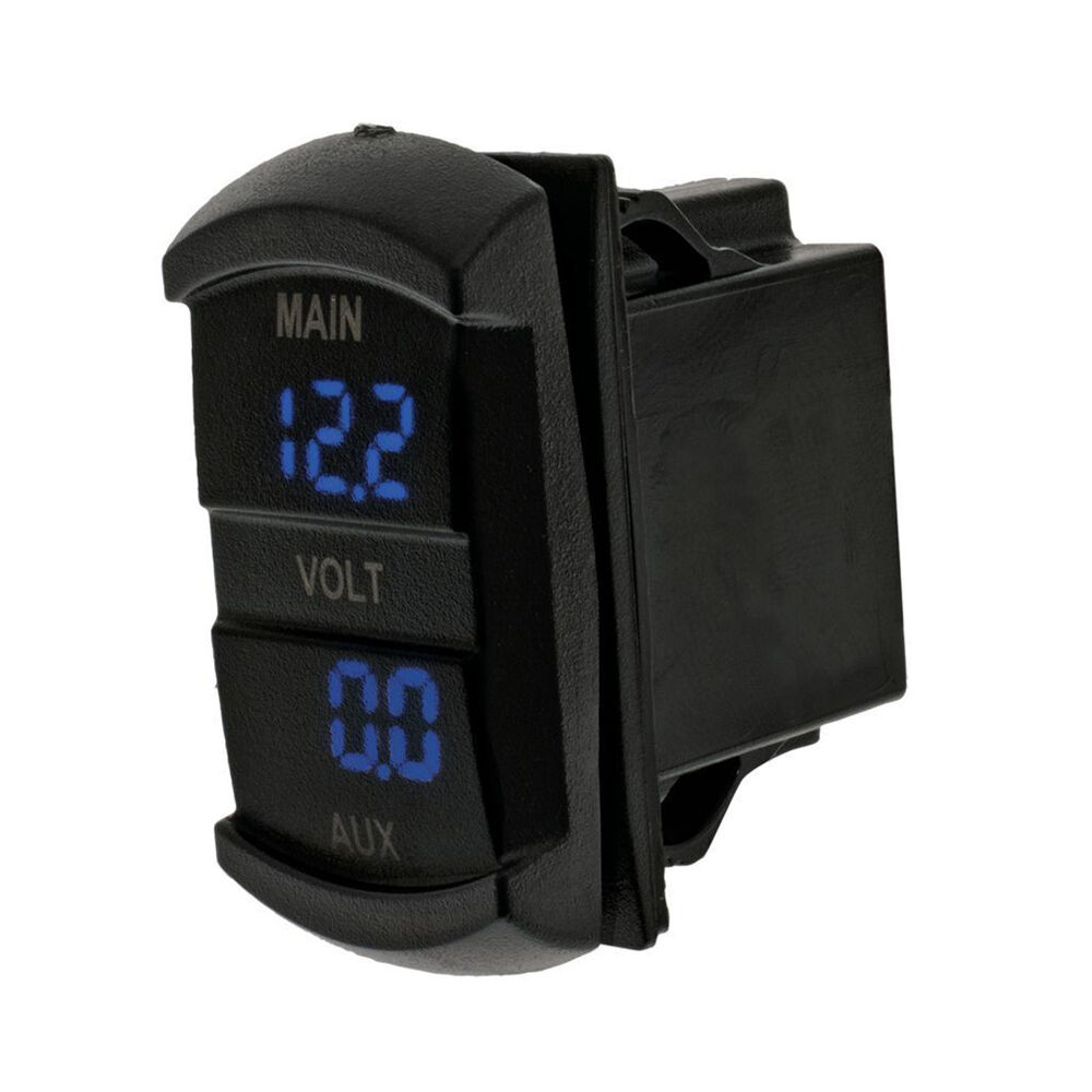 Hulk Switch Size Dual Digital Vehicle Voltmeter Blue Illumination