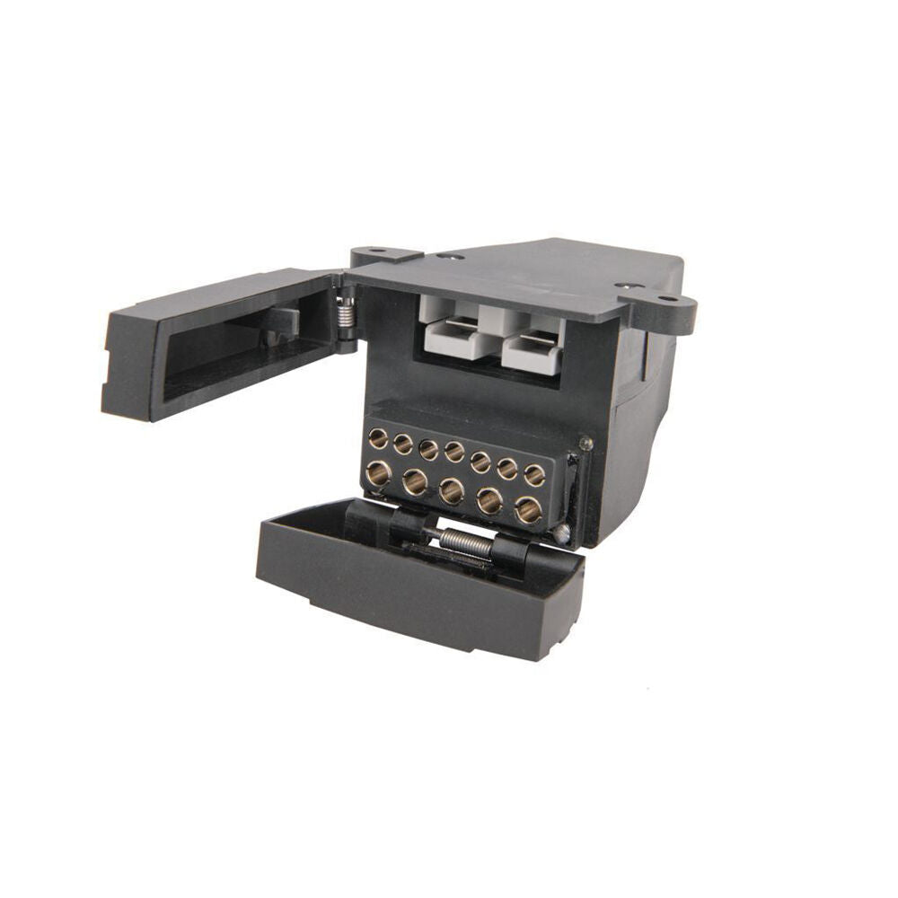 Hulk 12 Pin Flat Camper Trailer Socket with 50A Connector Black