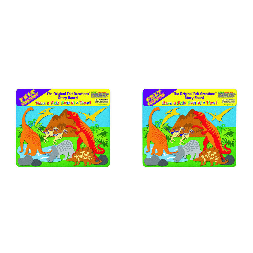 2x Felt Creations Prehistoric Dinosaurs Kids/Children Fabric Art Kit 3y+