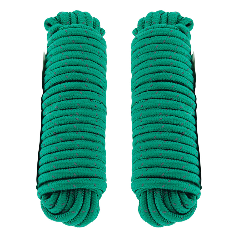 2pk Hulk 4x4 Durable 15m Hi-Vis Reflective Rope - Green