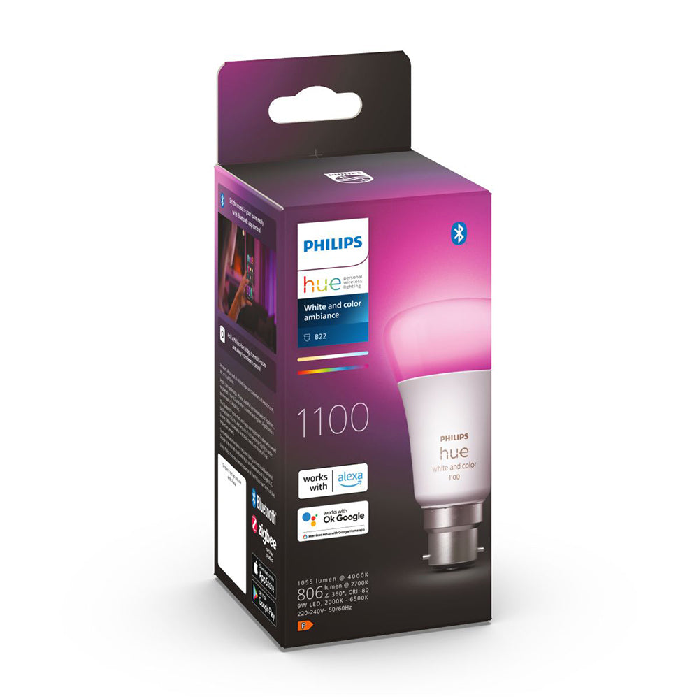 Philips Hue White/Colour Ambiance Light Bulb/Globe 11W A60 B22