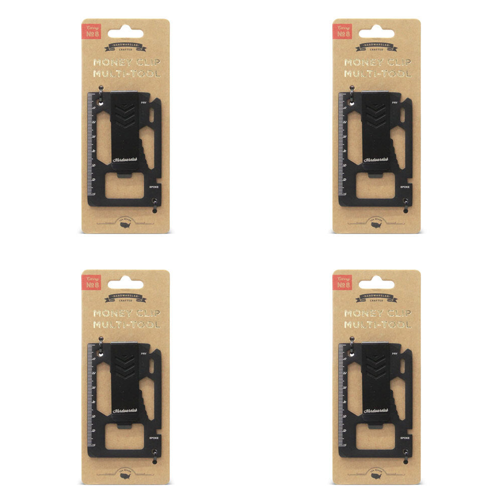 4PK HardwareLab Stainless Steel Money Clip Multi-Tool Camping/Hiking - Black