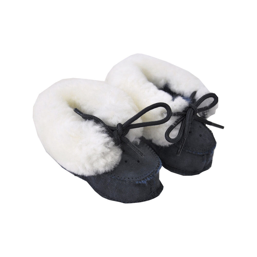 Huxford Grove Tykes Sheepskin Booties Baby Shoes Navy Blue