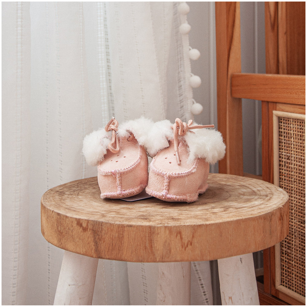 Huxford Grove Tykes Sheepskin Booties Baby Shoes Pink