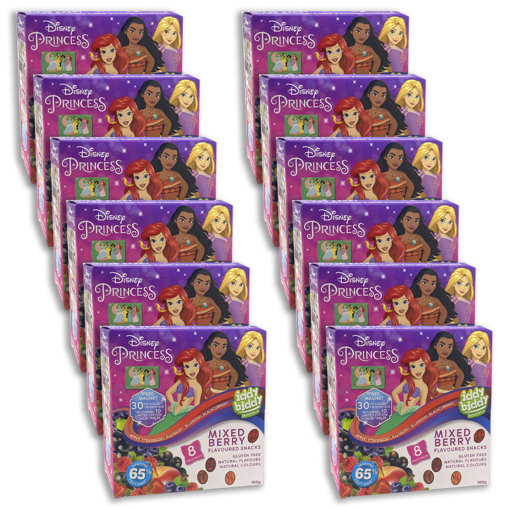 12x 8pc Iddy Biddy Disney Princess Mixed Berry Gummies Snack Pack