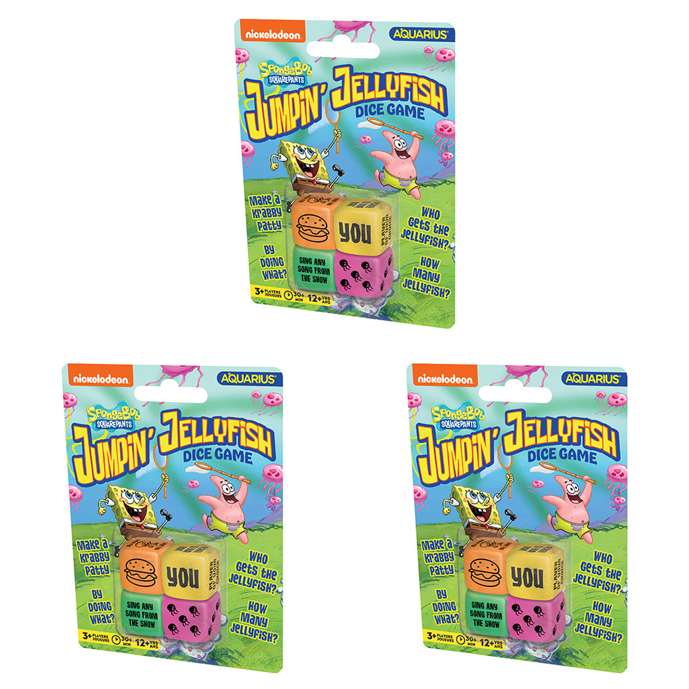 3PK Aquarius SpongeBob Jumpin' Jellyfish Rolling Dice Game 12y+
