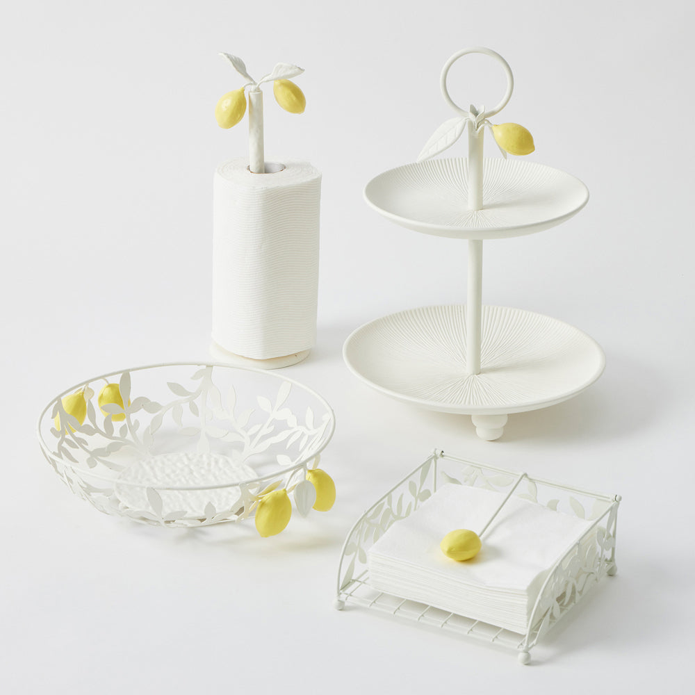 2PK Pilbeam Living Metal Limetta Napkin Holder Home Decor - White/Lemon