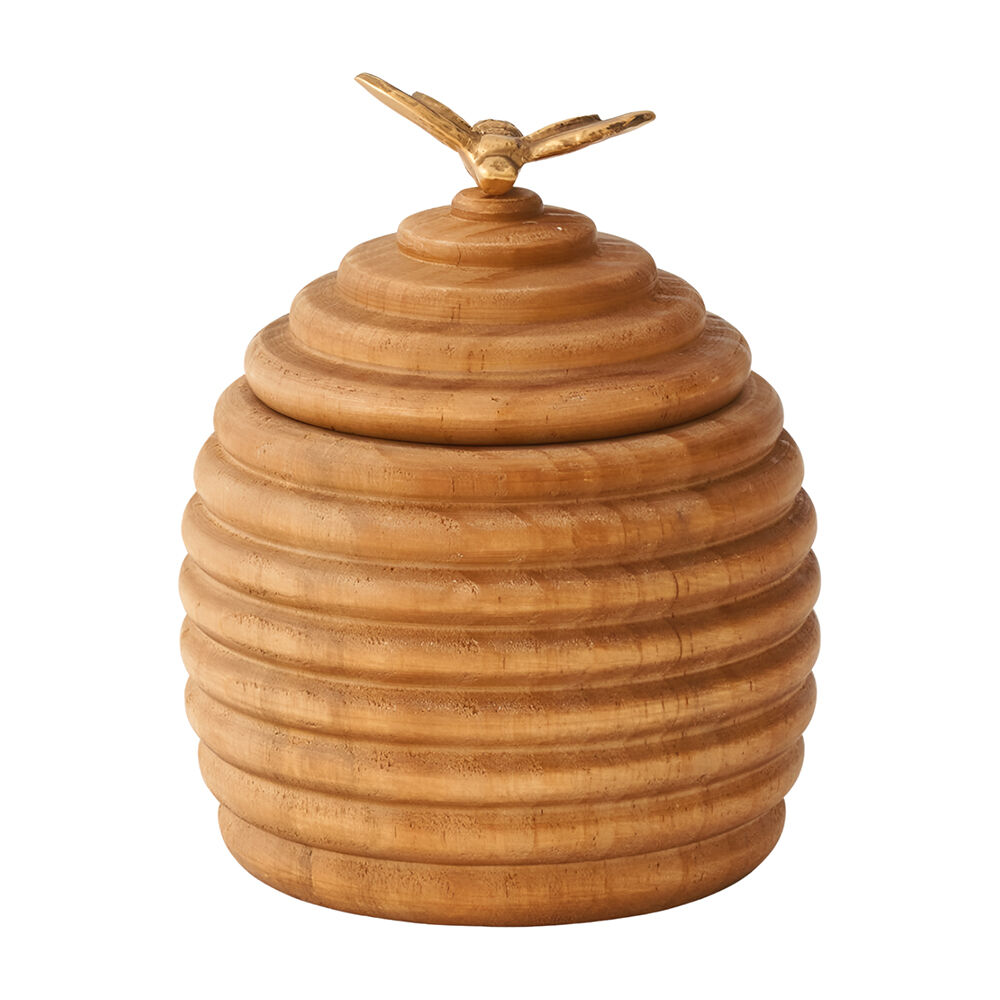Pilbeam Living Beehive Jar Home/Office Room Decor Pinewood/Metal