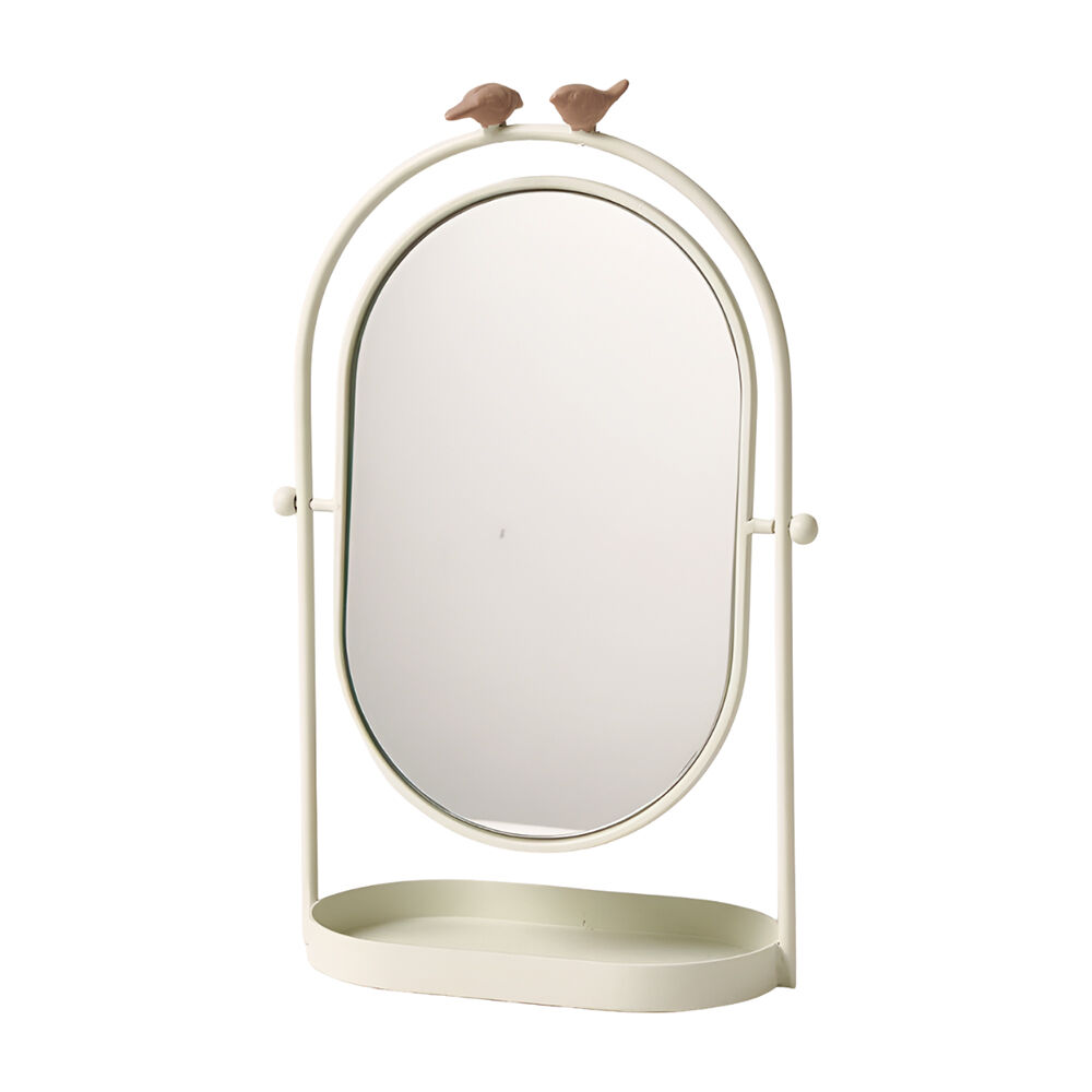 Pilbeam Living Finch Standing Mirror Vanity Tabletop Room Decor White 37cm