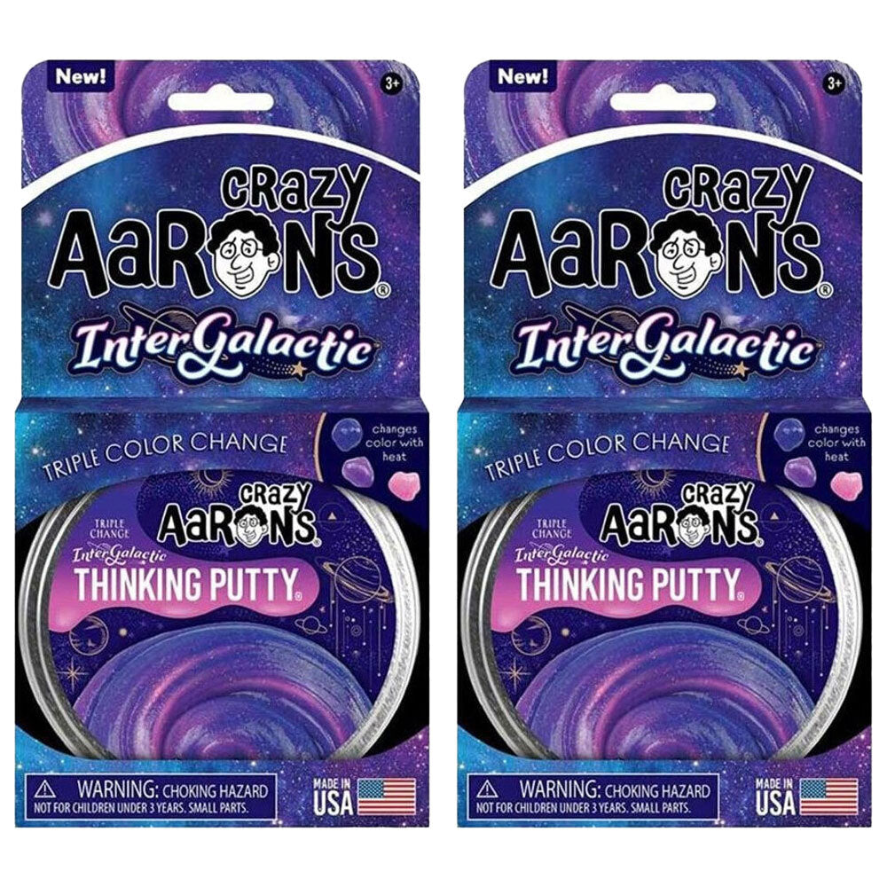 2PK Crazy Aarons Thinking Putty Intergalactic Hypercolor Toy 10cm 3y+
