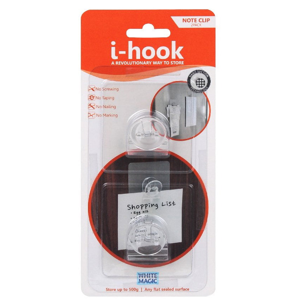 2PK 2pc I-Hook Multi-Surface Adhesive 6.8cm Note Clip/Holder