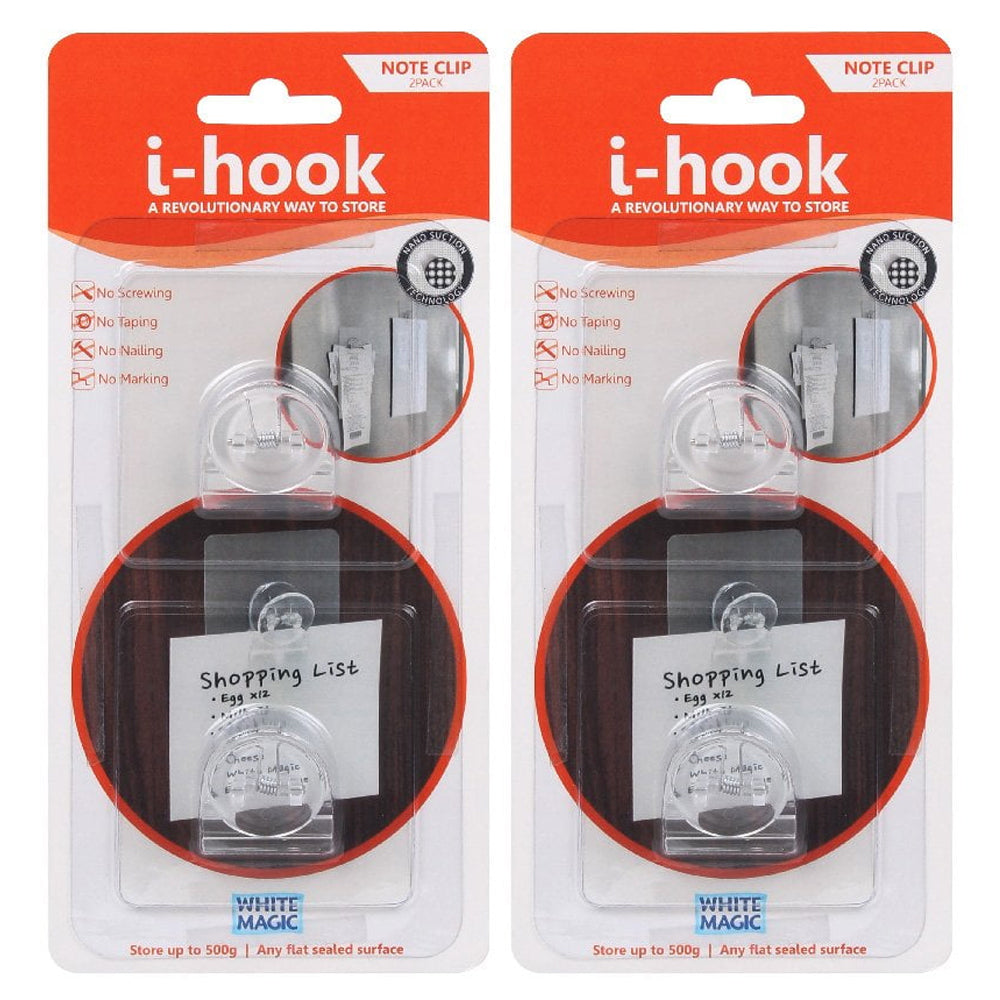 2PK 2pc I-Hook Multi-Surface Adhesive 6.8cm Note Clip/Holder
