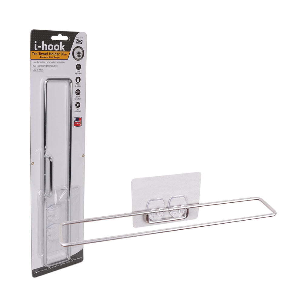 I-Hook 30cm Stainless Steel Tea Towel Holder - Silver