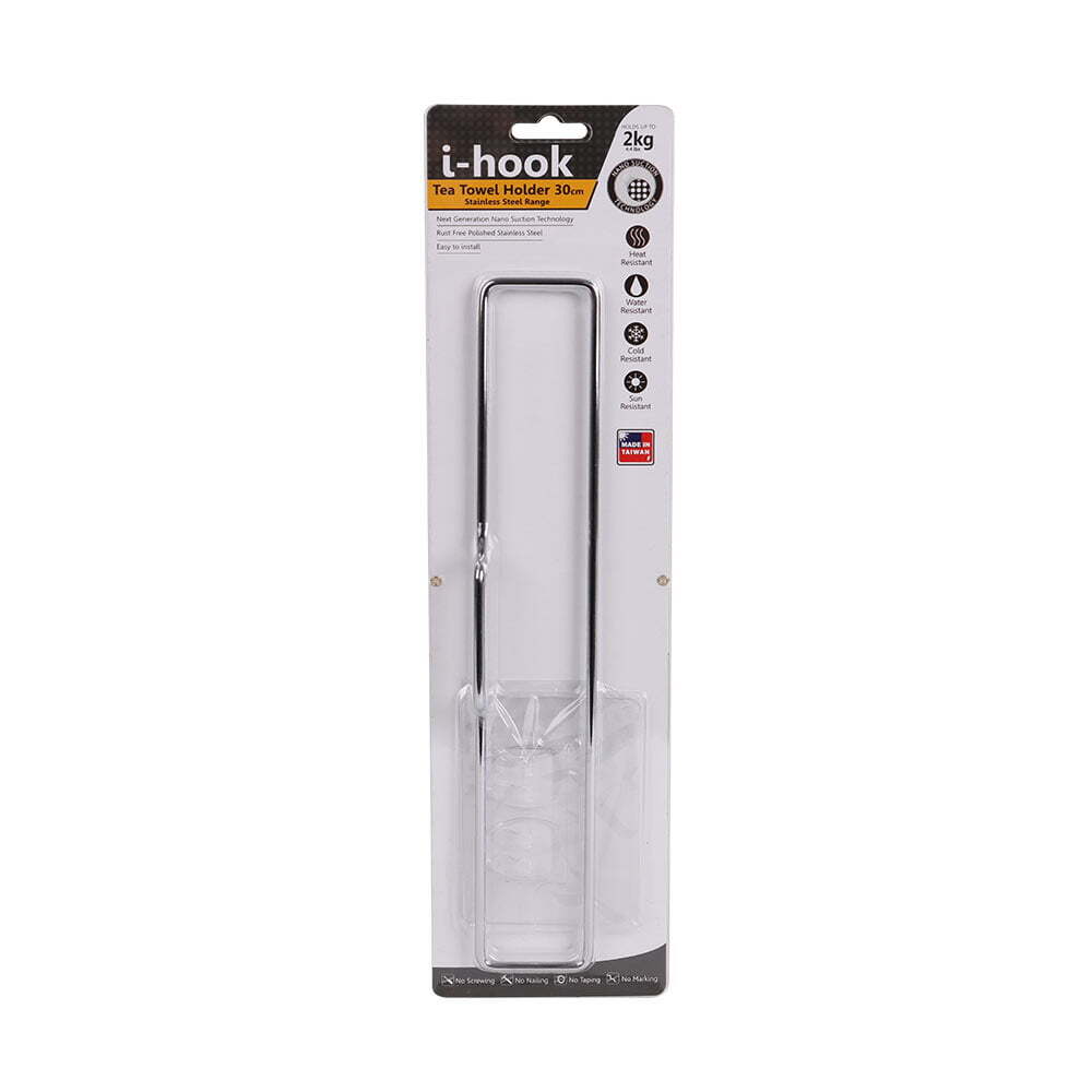 I-Hook 30cm Stainless Steel Tea Towel Holder - Silver