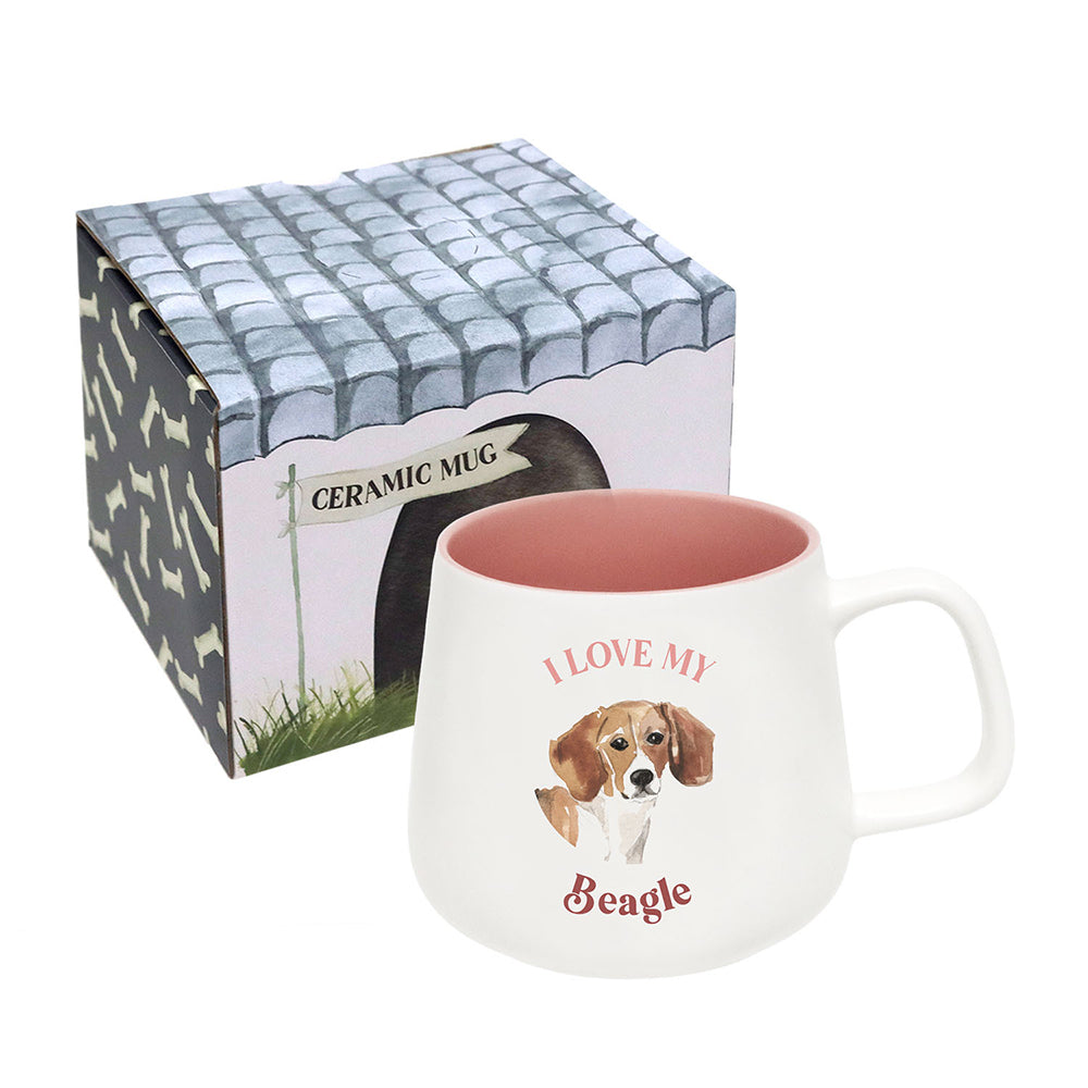 2PK Splosh I Love My Beagle 12cm Dog Hot/Cold Drinking Ceramic Mug