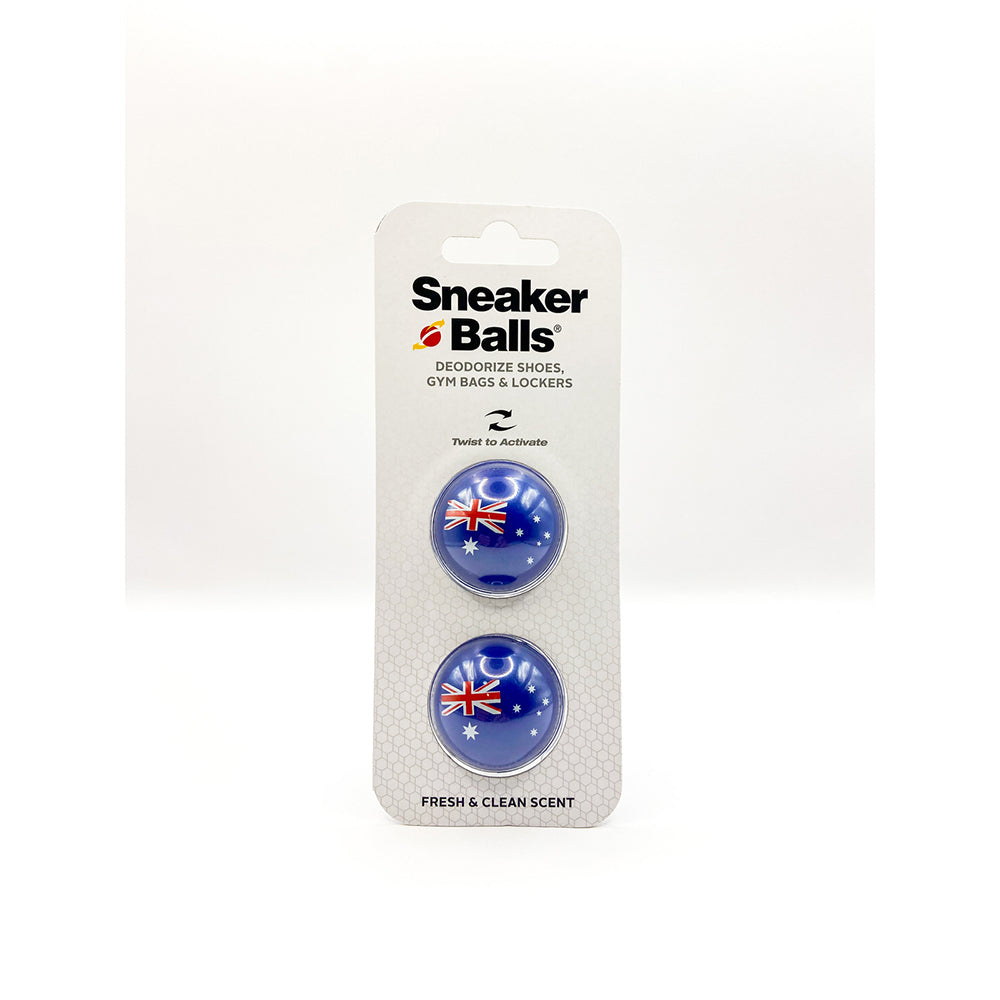 2x 2pc Sofsole Australian Flag 4cm Sneaker Balls Shoe Deodorisers - Blue