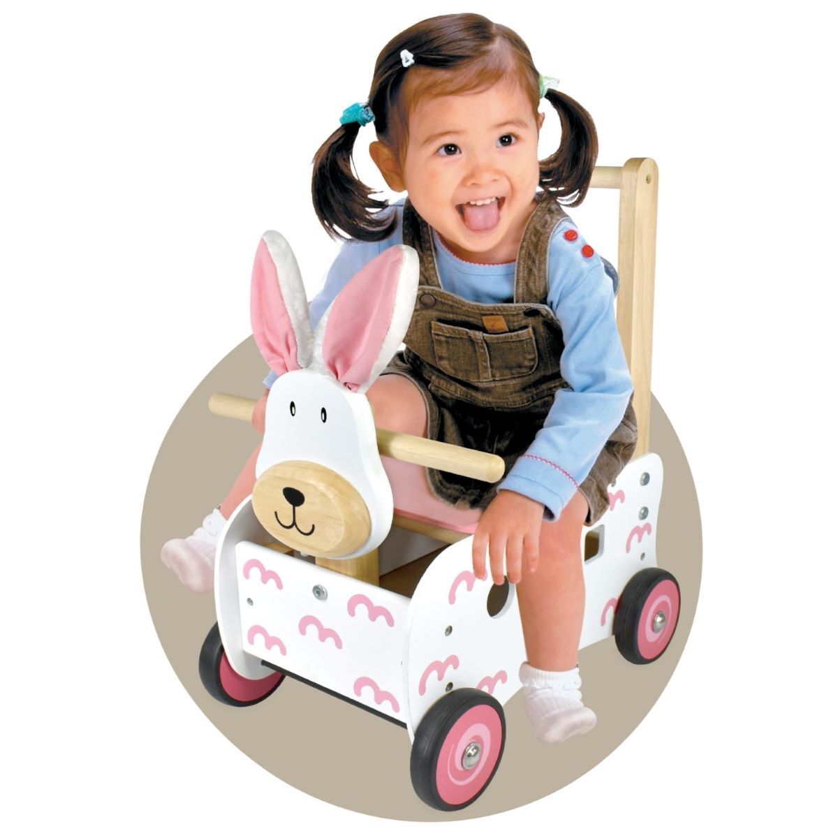 Im Toy 45cm Wood Walk & Ride Bunny Sorter Kids Ride-On Toy 12m+