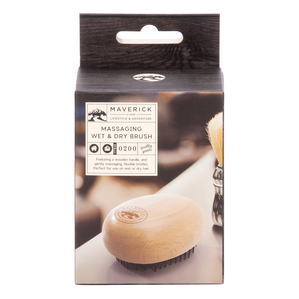 2PK Maverick Wooden Massaging Wet & Dry Brush/Comb 9cm