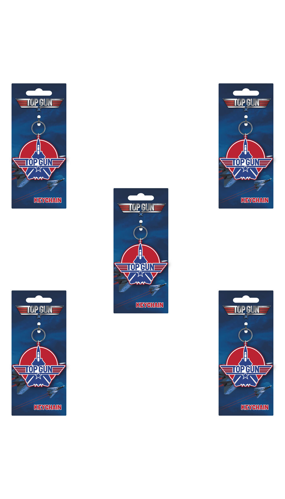 5PK Top Gun Movie Logo PVC Latex Free Keyring/Keychain 9cm Red and Blue