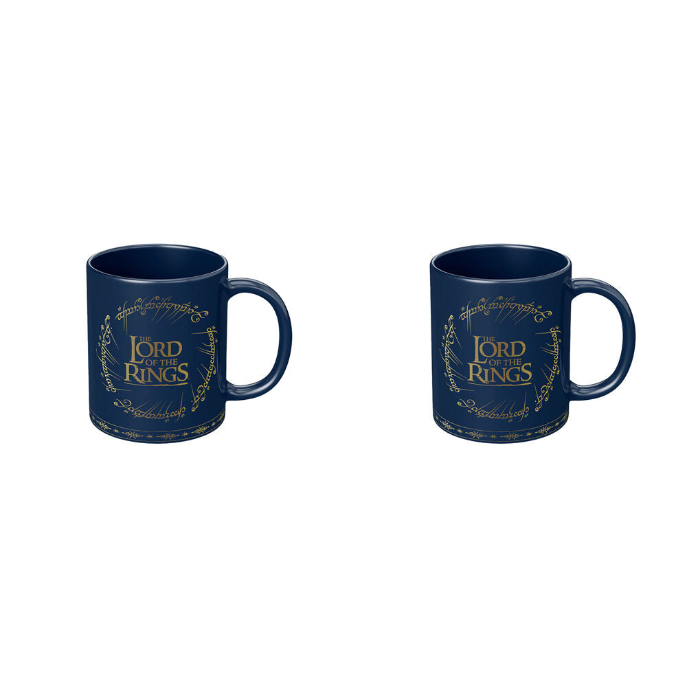 2PK The Lord Of Rings Logo Coloured Coffee Mug Blue and Yellow