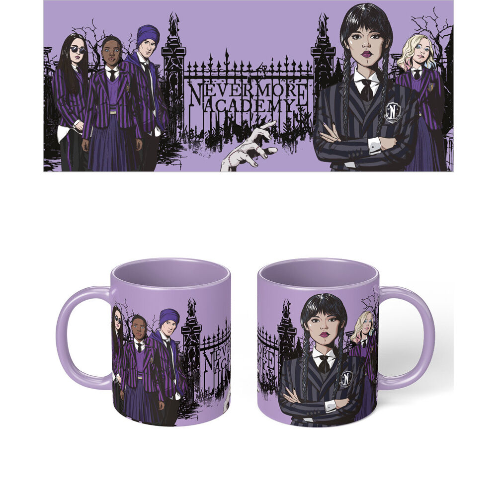 2PK Wednesday Nevermore Academy Characters Coloured Coffee Mug Purple