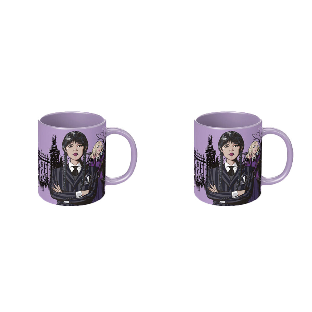 2PK Wednesday Nevermore Academy Characters Coloured Coffee Mug Purple