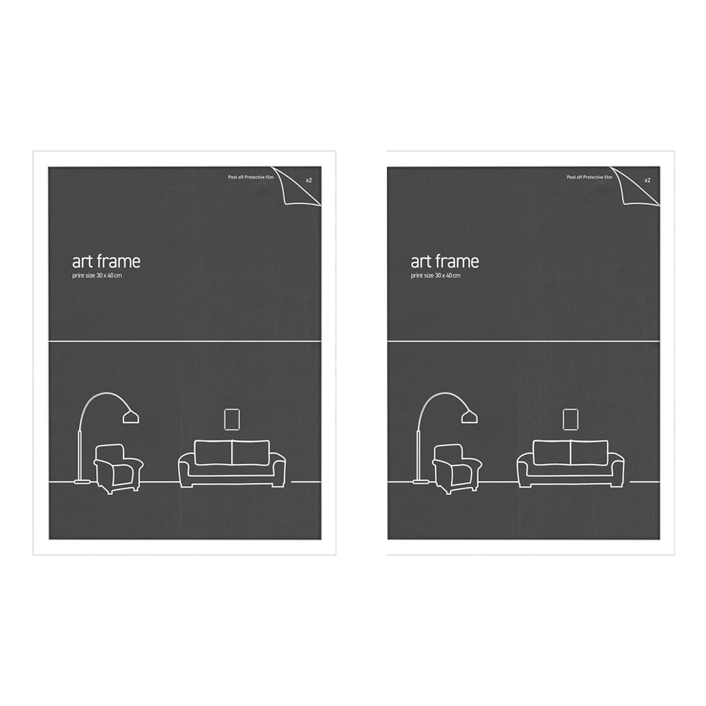 2PK Frames & Hangers Wall Hanging Sleek 30x40cm Picture Poster Frame White