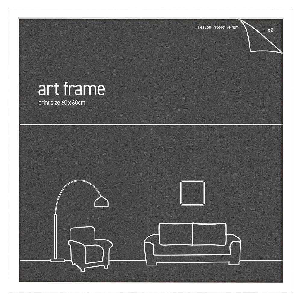 Frames & Hangers Wall Hanging Sleek 60x60cm Picture Print Art Frame White