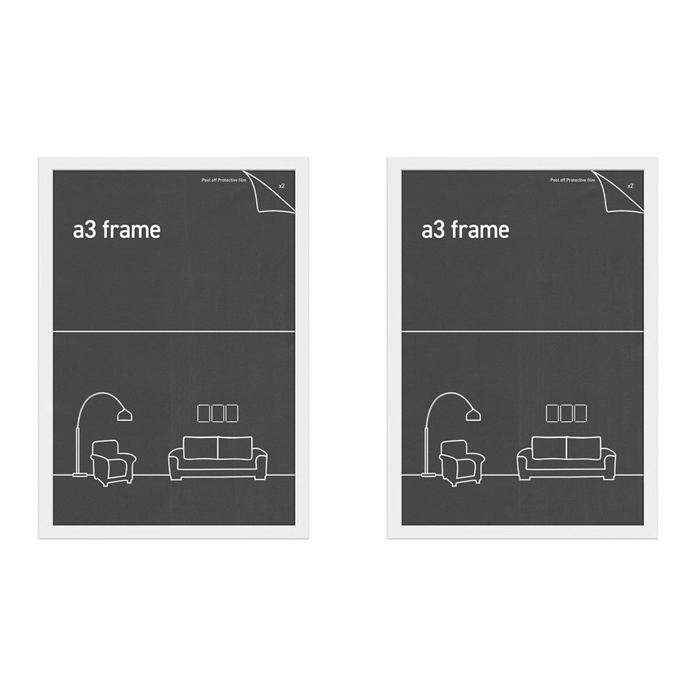 2PK Frames & Hangers Wall Hanging Sleek A3 Picture Print Art Frame White 28x40Cm