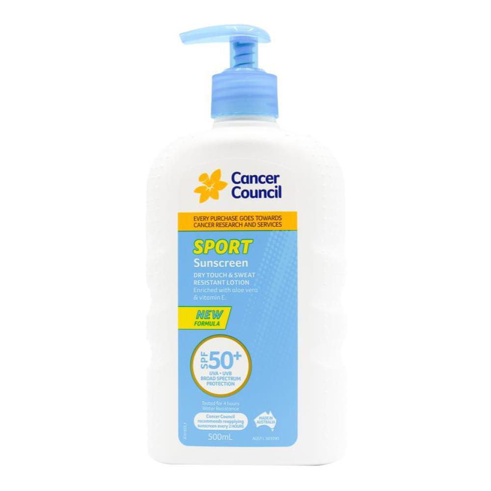 Cancer Council 500ml Sport Sunscreen SPF50+ Lotion Pump Bottle