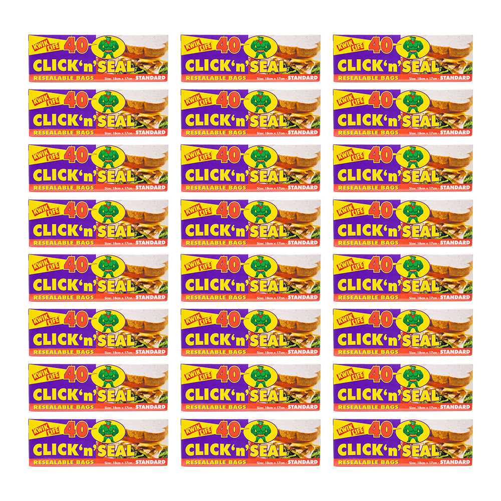960pc Kwik Life Click N Seal Resealable Sandwich Bags Standard 18x17cm Clear