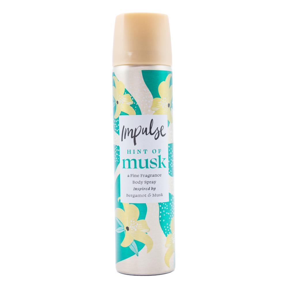 6PK Impulse 75ml Body Spray Hint Of Musk Inspired By Bergamot & Musk