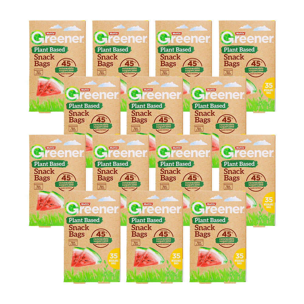 490pc Multix Greener Plastic Snack Bags Zip Lock Clear 16x10cm
