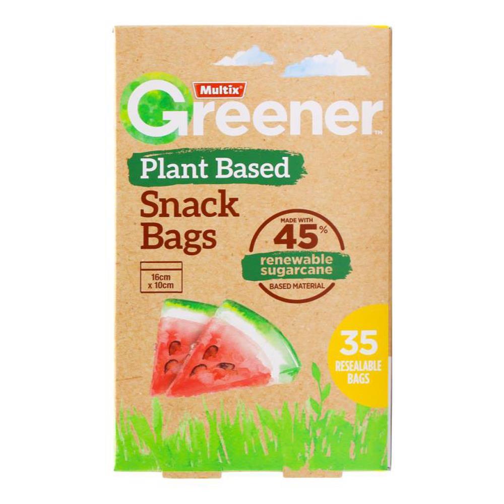 490pc Multix Greener Plastic Snack Bags Zip Lock Clear 16x10cm