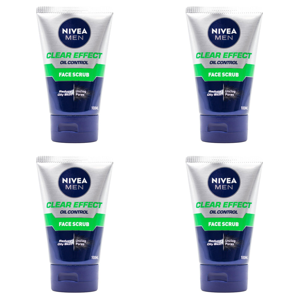 4PK Nivea Men 100ml Face Scrub Clear Effect Oil Control Cleanser
