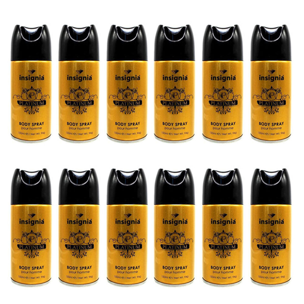 12PK Insignia Men's Body Spray Platinum Pour Homme 150ml Fragrance