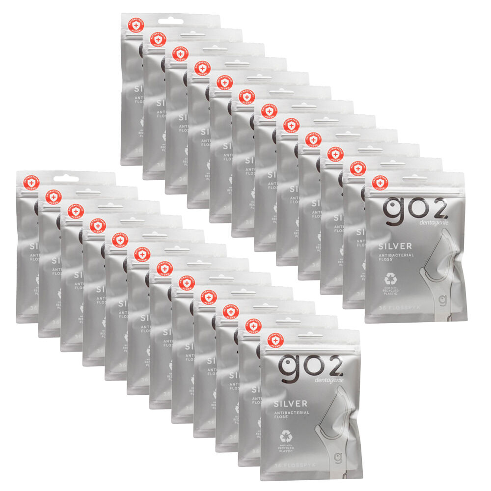 24x 36pc Go 2 Dentagenie Go2 Flosspyx Dental Floss Picks Antibacterial