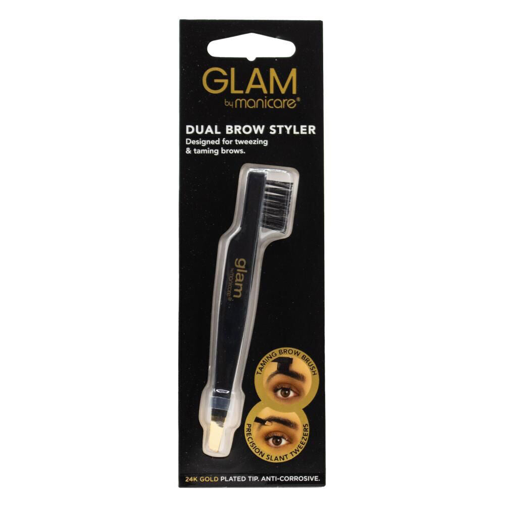 3PK Glam By Manicare Dual Brow Styler Eyebrow Tweezer 24K Gold Plated Tip
