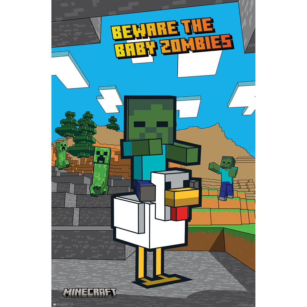 Minecraft Chicken Jockey Regular Wall Poster/Print 61 x 91.5cm
