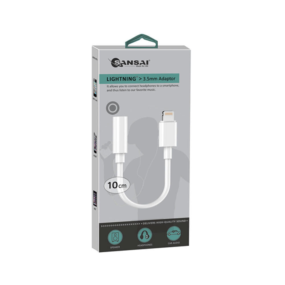 3PK Sansai 8-Pin to 3.5mm Audio Socket Port 12 cm White