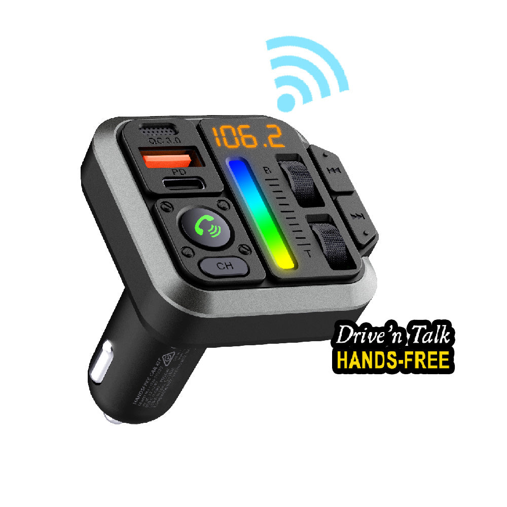 Sansai 5.3 Bluetooth FM Transmitter 30W 5x5 cm Black