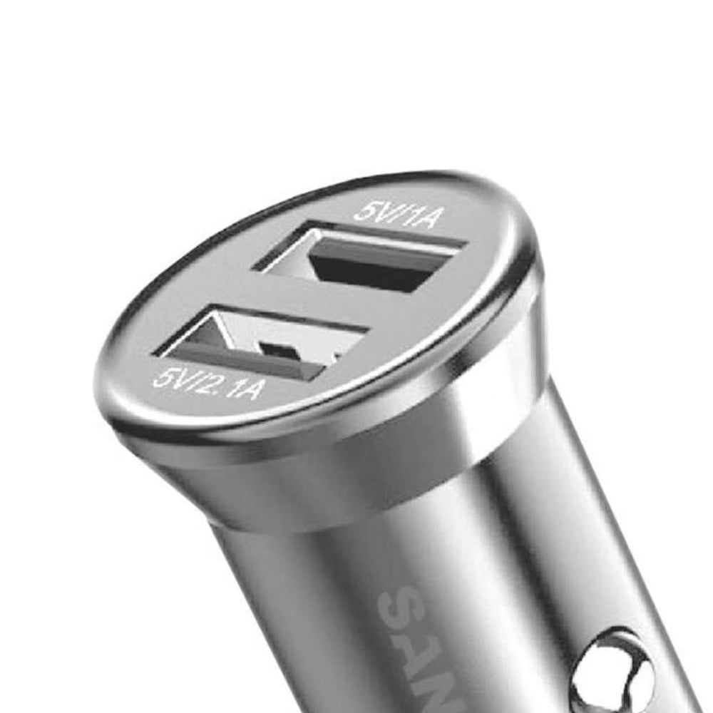 Sansai Aluminium Car Charger - Silver