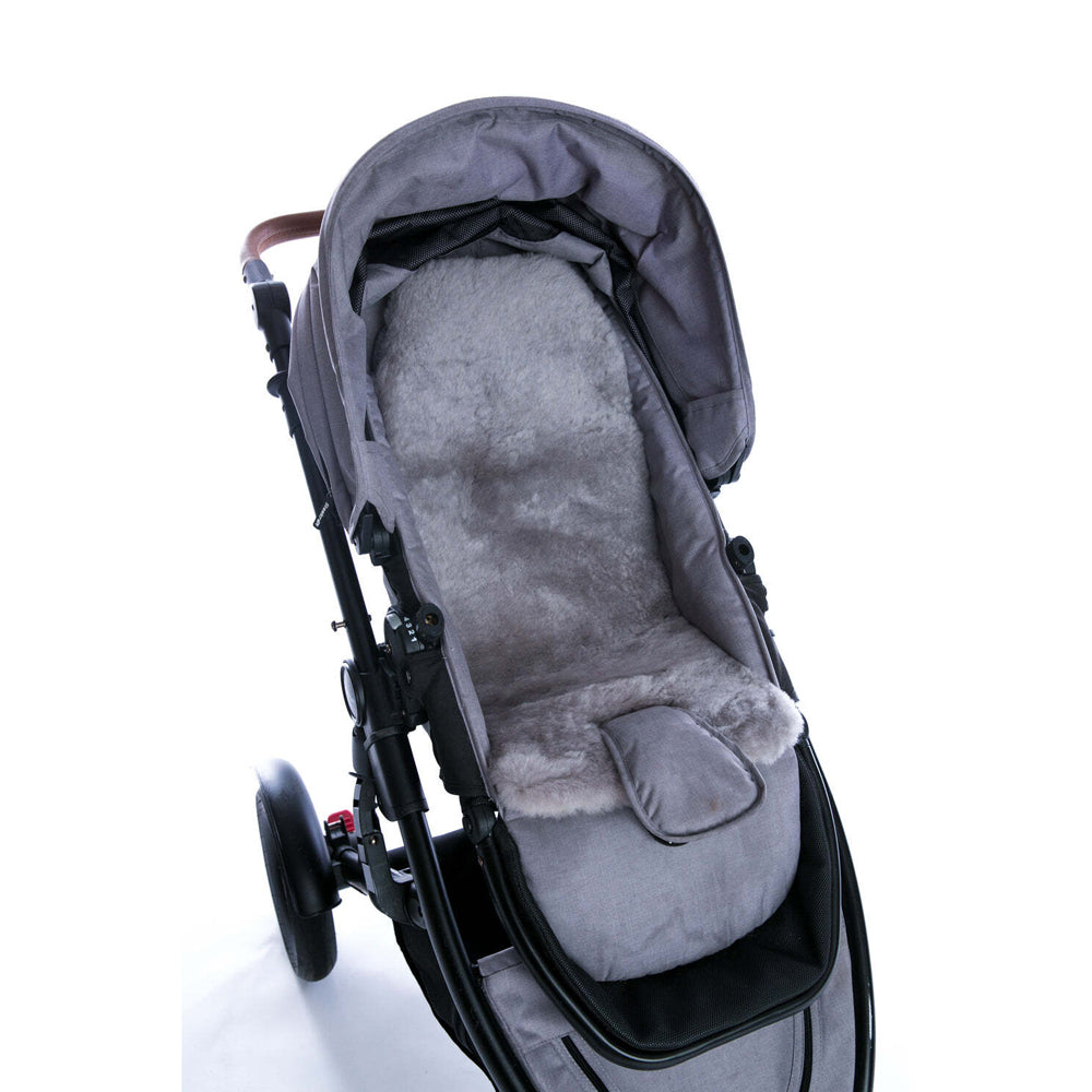 Huxford Grove Tykes Sheepskin Pram Liner Seat Pad 70x30cm - Mid Grey