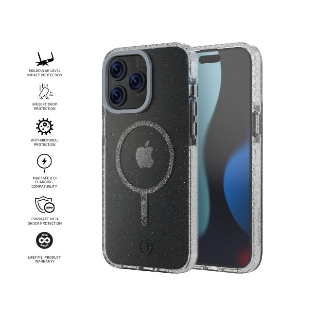 Impact Zero Galaxy Phone Case For Apple iPhone 15 Pro Max - Clear/Glitter