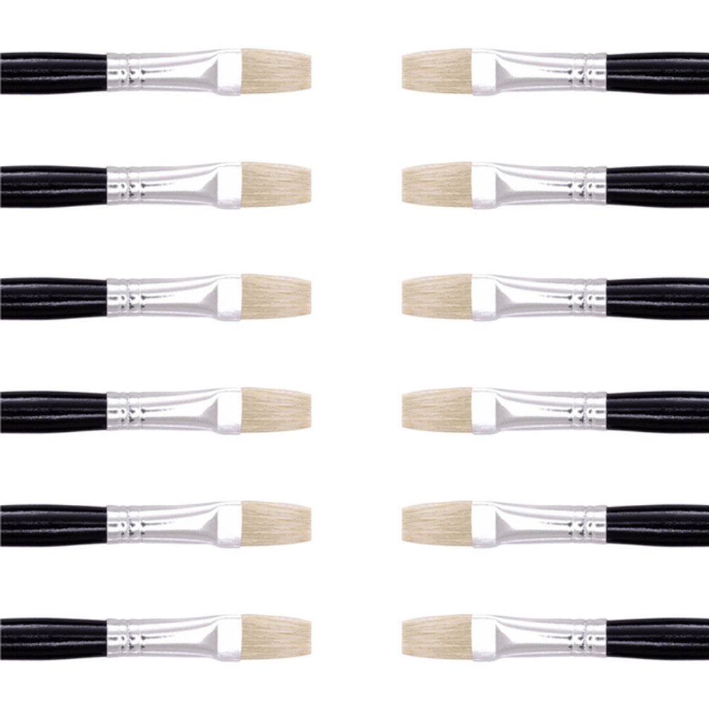12PK Jasart Hog Bristle Series 577 Flat Paint Brush - Size 10