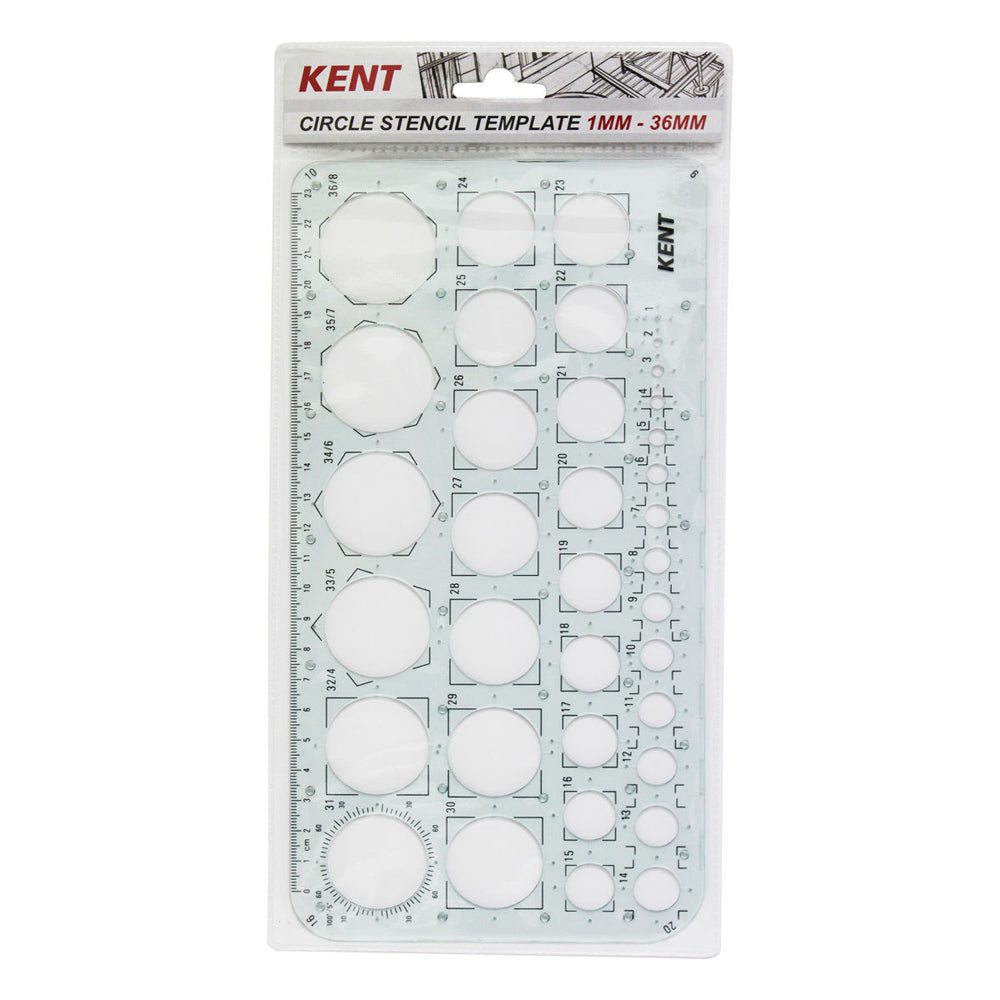 2PK Kent Template Circle 1mm 36mm Home/School stationery Drawing/Design