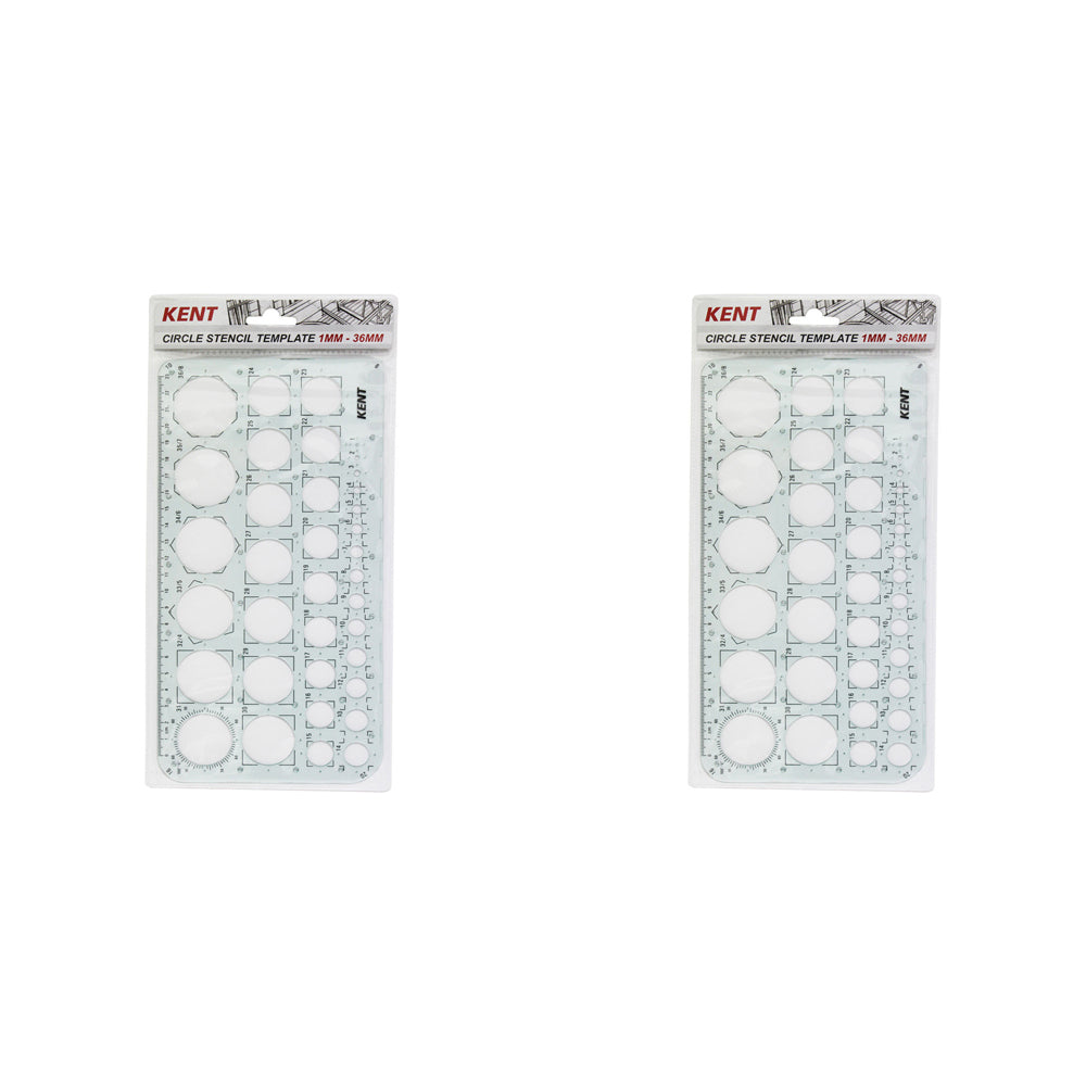 2PK Kent Template Circle 1mm 36mm Home/School stationery Drawing/Design