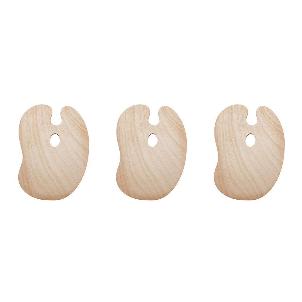 3PK Jasart Kidney Acrylic Paint Wooden Palette 30x40cm Natural - Medium
